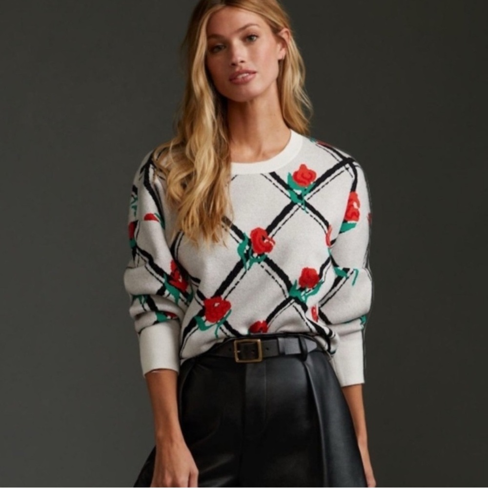 Maeve Floral Sweater - White and Red